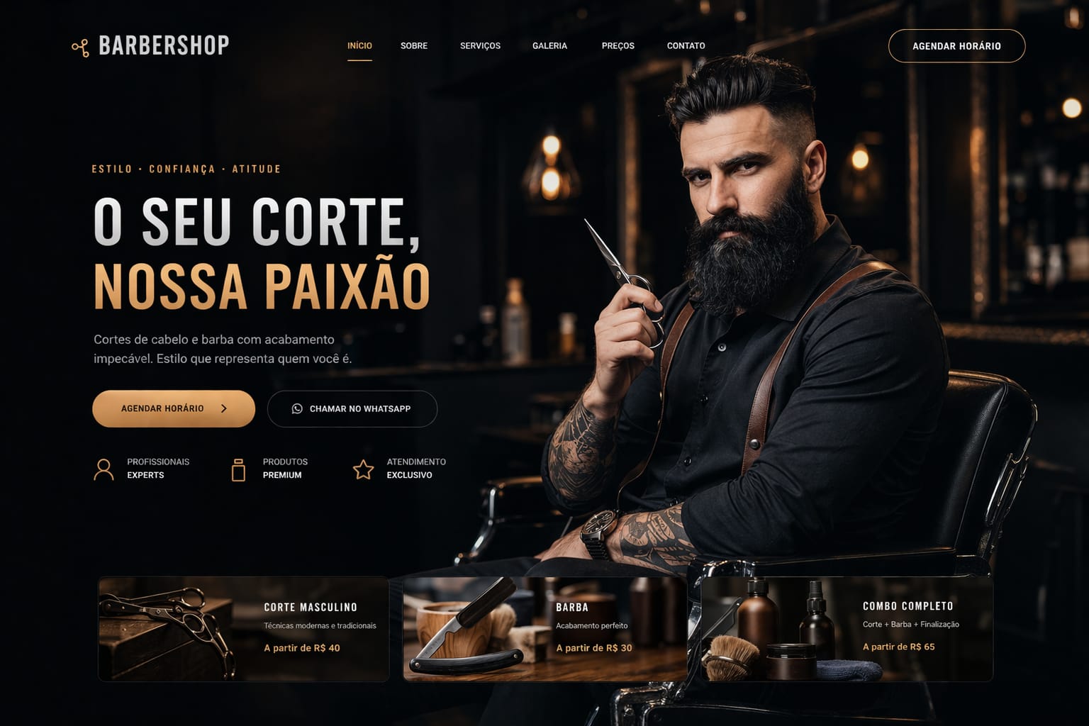 Modelo de site para barbearia