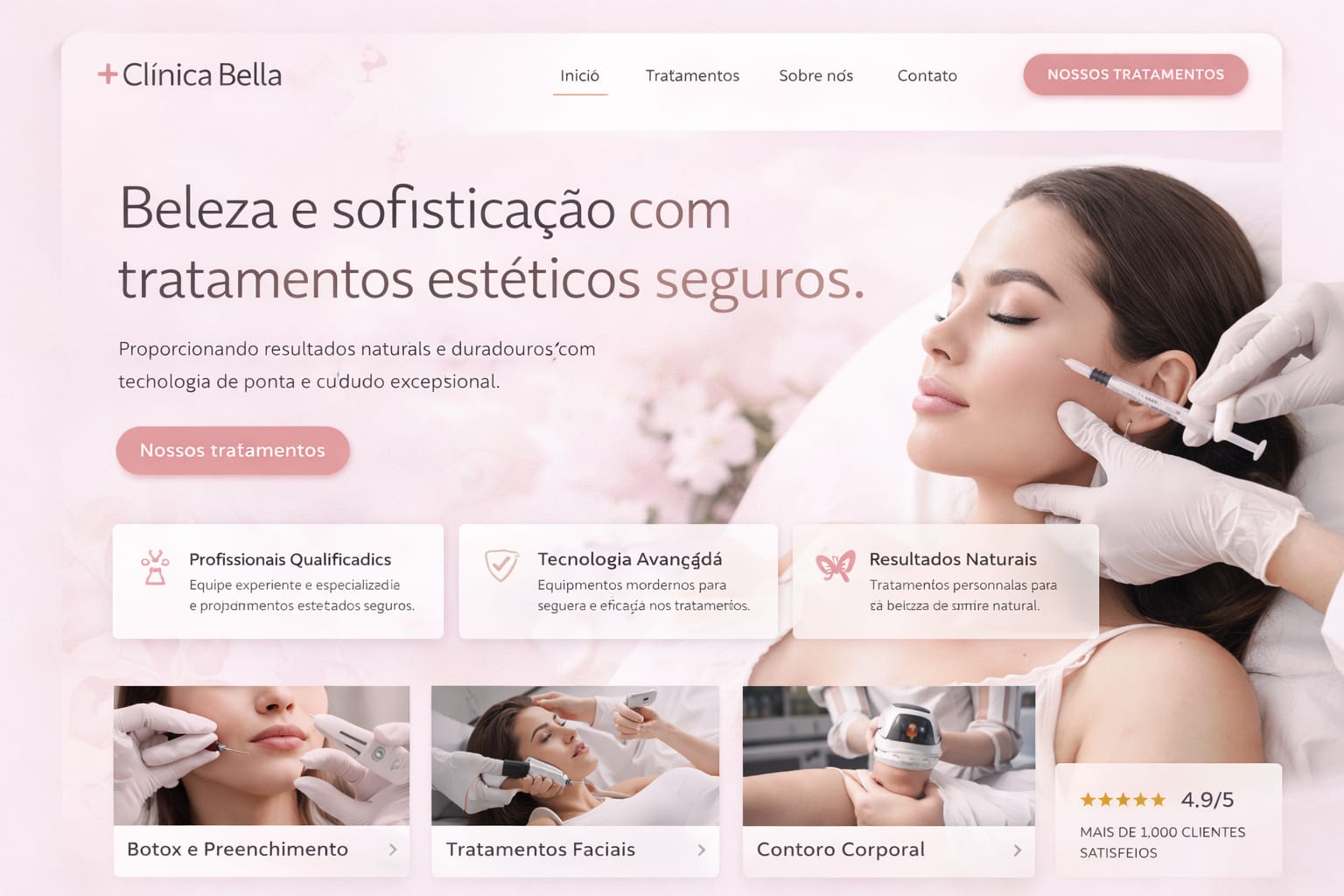 Modelo de site para clínica estética