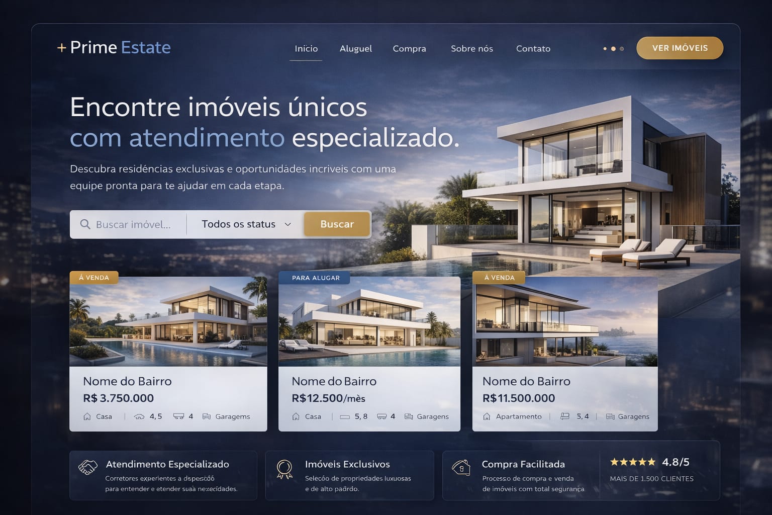 Modelo de site para imobiliária