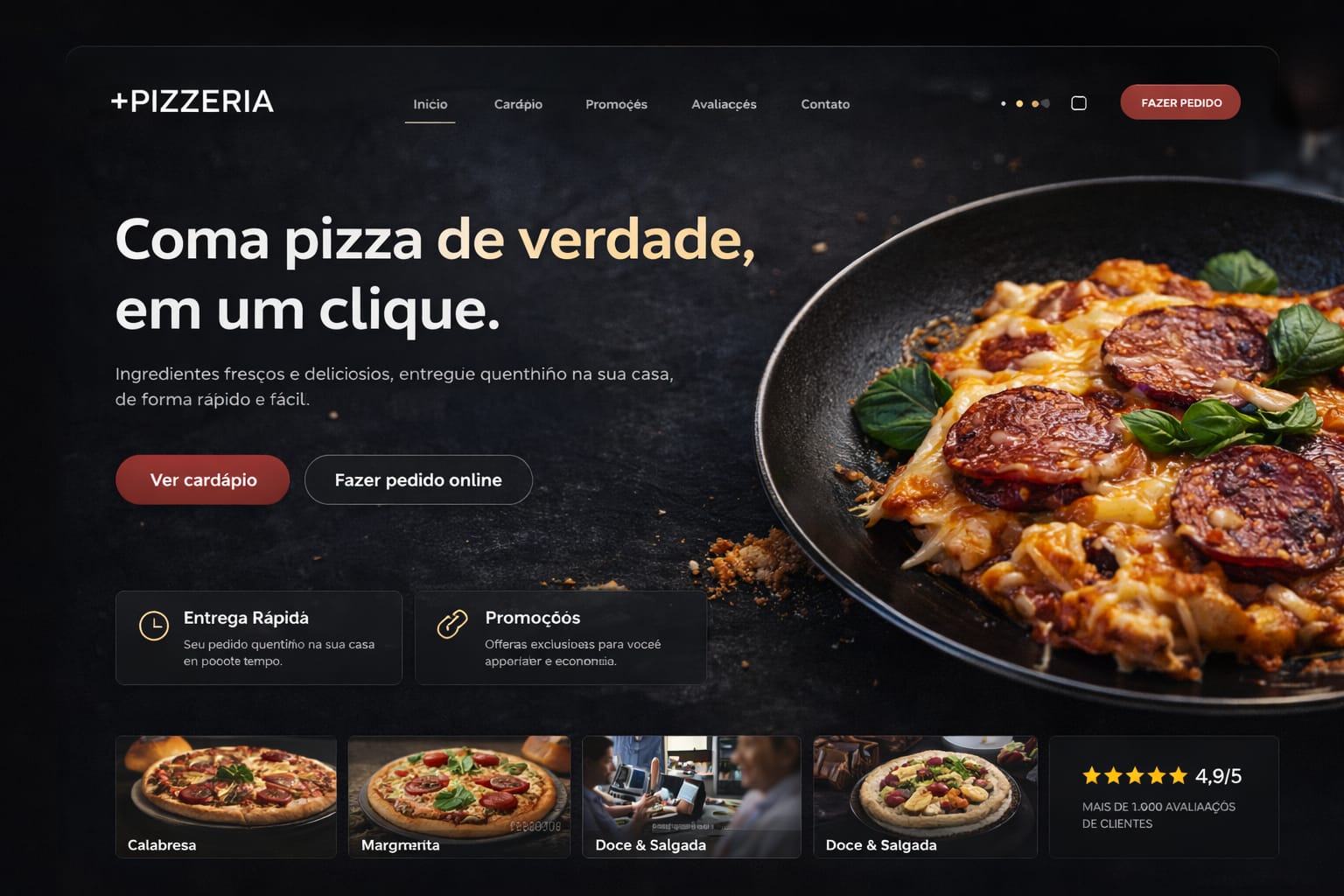 Modelo de site para pizzaria
